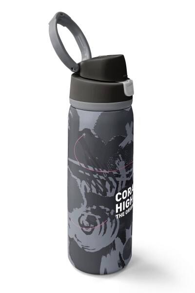 Coral High Siyah Gri Desenli Pipetli ve Direkt İçim Çelik Termos 800 ml 38577 - 2
