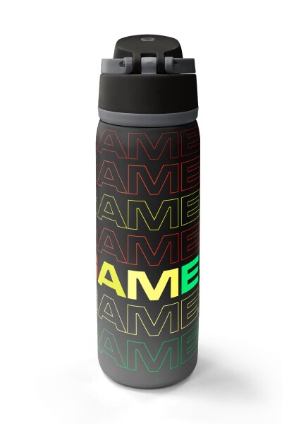 Coral High Siyah Gri Gamer Desenli Pipetli ve Direkt İçim Çelik Termos 800 ml 38529 - 6