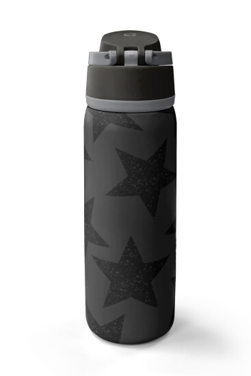 Coral High Siyah Gri Yıldız Desenli Pipetli ve Direkt İçim Çelik Termos 800 ml 38515 - 6