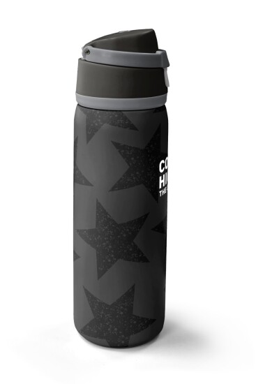 Coral High Siyah Gri Yıldız Desenli Pipetli ve Direkt İçim Çelik Termos 800 ml 38515 - 4
