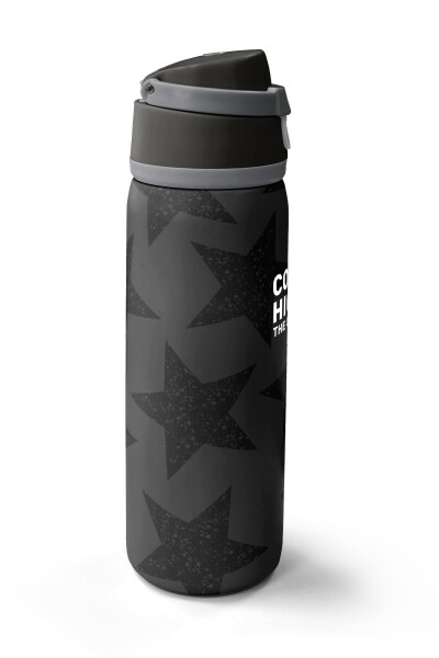 Coral High Siyah Gri Yıldız Desenli Pipetli ve Direkt İçim Çelik Termos 800 ml 38515 - 4