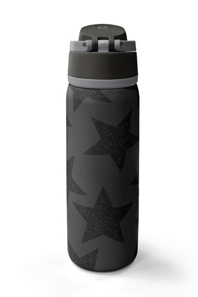 Coral High Siyah Gri Yıldız Desenli Pipetli ve Direkt İçim Çelik Termos 800 ml 38515 - 6