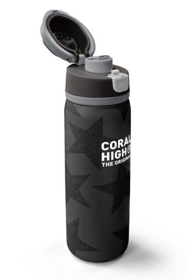 Coral High Siyah Gri Yıldız Desenli Pipetli ve Direkt İçim Çelik Termos 800 ml 38515 - 3