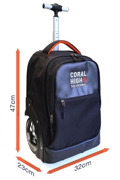 Coral High Siyah İki Kademeli Kumaş Kabin Valiz 23256 - 9