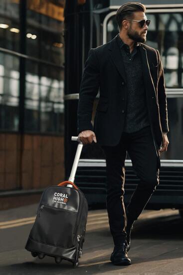 Coral High Siyah İki Kademeli Kumaş Kabin Valiz 23256 - 3