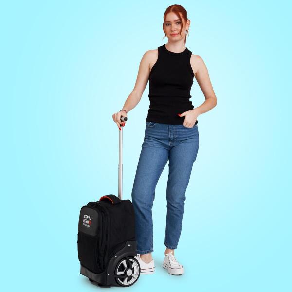 Coral High Siyah İki Kademeli Kumaş Kabin Valiz 23256 - 4