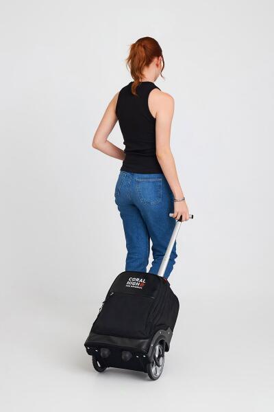 Coral High Siyah İki Kademeli Kumaş Kabin Valiz 23256 - 15