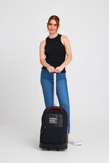 Coral High Siyah İki Kademeli Kumaş Kabin Valiz 23256 - 2