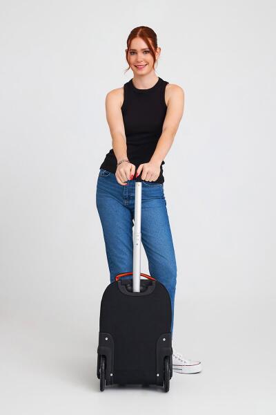 Coral High Siyah İki Kademeli Kumaş Kabin Valiz 23256 - 14