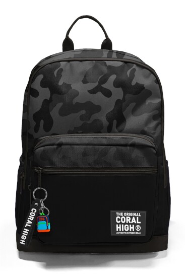 Coral High Siyah Kamuflaj Desenli Okul Sırt Çantası 33238 - 6