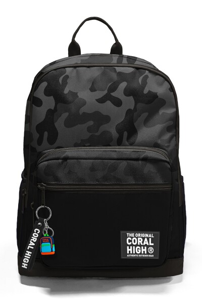 Coral High Siyah Kamuflaj Desenli Okul Sırt Çantası 33238 - 6