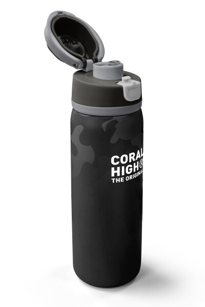 Coral High Siyah Kamuflaj Desenli Pipetli ve Direkt İçim Çelik Termos 800 ml 38516 - 3