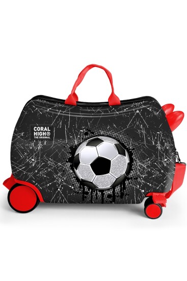 Coral High Siyah Kids Futbol Desenli Otur-Çek Çocuk Valizi 16369 - 2