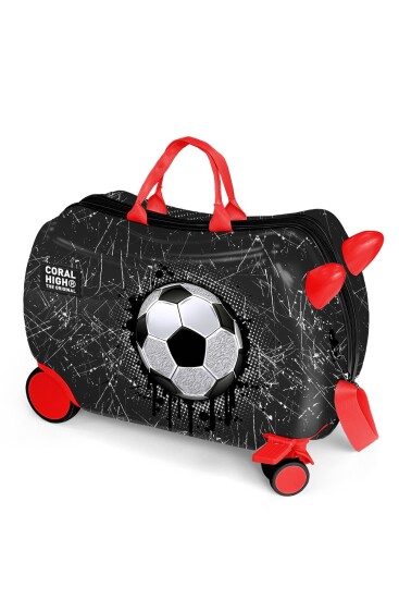Coral High Siyah Kids Futbol Desenli Otur-Çek Çocuk Valizi 16369 - Coral High KIDS