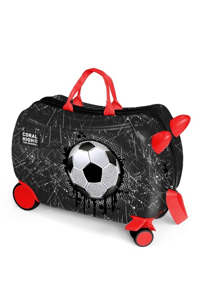 Coral High Siyah Kids Futbol Desenli Otur-Çek Çocuk Valizi 16369 - 1