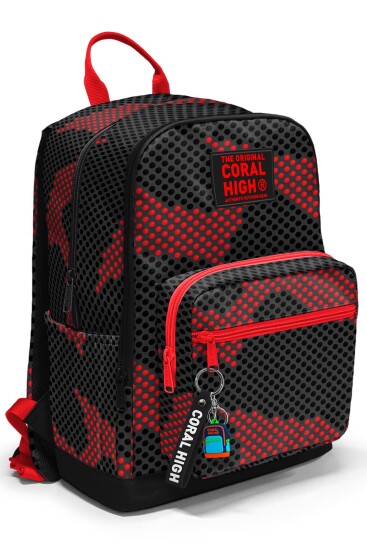 Coral High Siyah Kırmızı Desenli 3’lü Okul Çanta Seti SET0133233 - 2