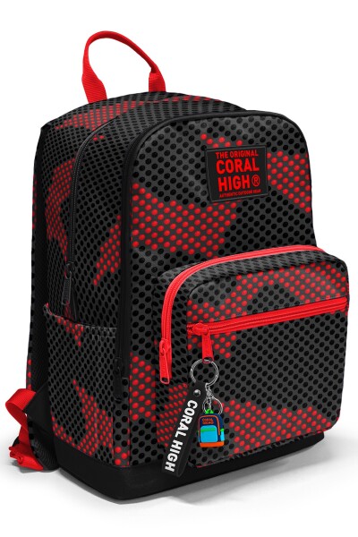 Coral High Siyah Kırmızı Desenli 3’lü Okul Çanta Seti SET0133233 - 2