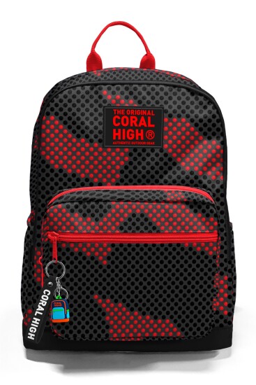 Coral High Siyah Kırmızı Desenli Okul Sırt Çantası 33233 - 6