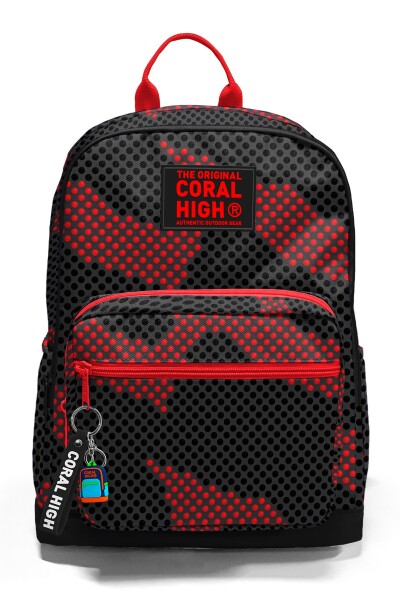 Coral High Siyah Kırmızı Desenli Okul Sırt Çantası 33233 - 6