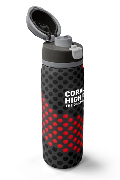Coral High Siyah Kırmızı Desenli Pipetli ve Direkt İçim Çelik Termos 800 ml 38511 - 3