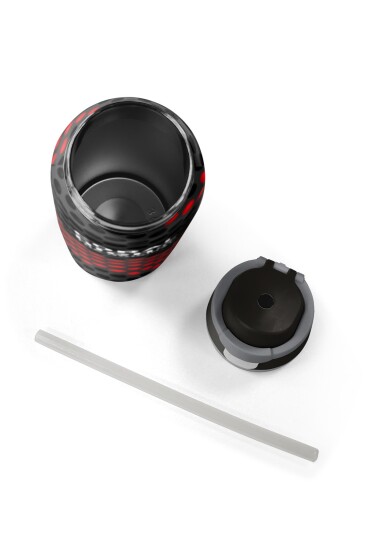 Coral High Siyah Kırmızı Desenli Pipetli ve Direkt İçim Çelik Termos 800 ml 38511 - 8