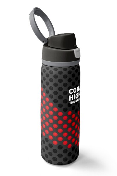 Coral High Siyah Kırmızı Desenli Pipetli ve Direkt İçim Çelik Termos 800 ml 38511 - 2