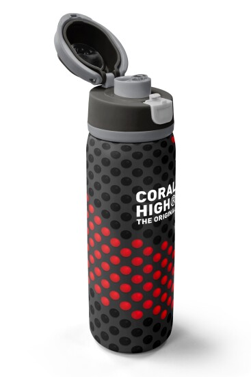 Coral High Siyah Kırmızı Desenli Pipetli ve Direkt İçim Çelik Termos 800 ml 38511 - 3