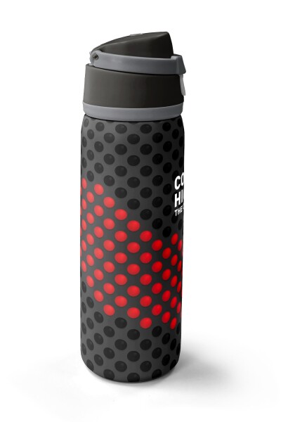 Coral High Siyah Kırmızı Desenli Pipetli ve Direkt İçim Çelik Termos 800 ml 38511 - 4