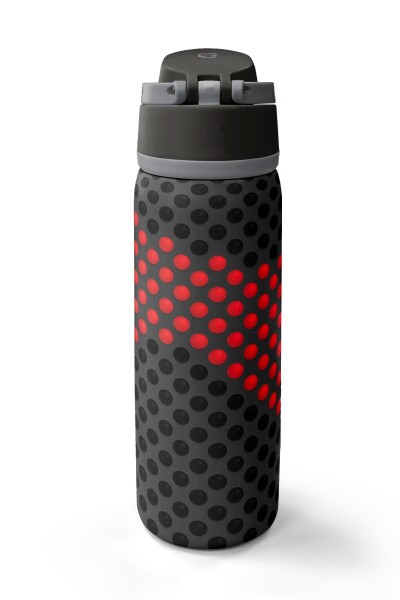 Coral High Siyah Kırmızı Desenli Pipetli ve Direkt İçim Çelik Termos 800 ml 38511 - 6