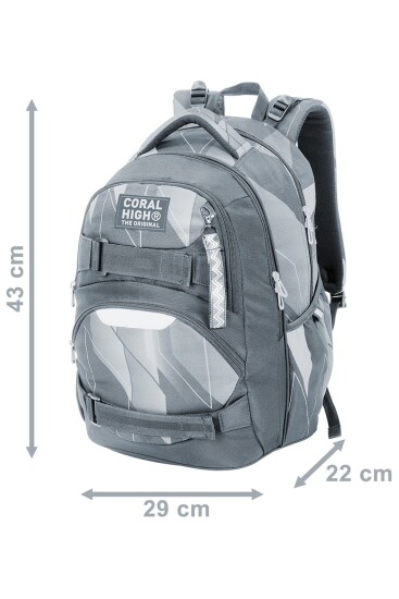 Coral High Siyah Kırmızı Renkli Desenli Okul Sırt Çantası 24441 - 7