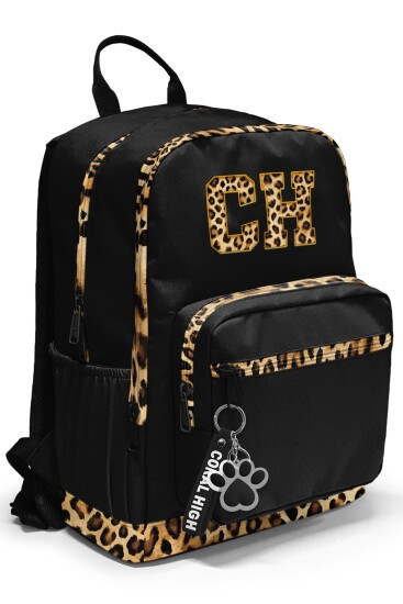 Coral High Siyah Leopar CH Harf Desenli 3’lü Okul Çanta Seti SET0133228 - 2