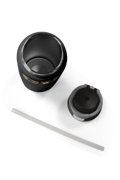 Coral High Siyah Leopar CH Harf Desenli Pipetli ve Direkt İçim Çelik Termos 800 ml 38506 - 8