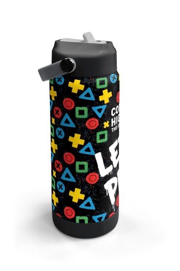 Coral High Siyah Lets Play Desenli Katlanır Ağızlıklı Çelik Termos 650 ml 38314 - 3