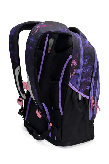 Coral High Siyah Mor Pembe Desenli Okul Sırt Çantası 24459 - 3