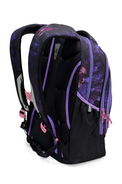 Coral High Siyah Mor Pembe Desenli Okul Sırt Çantası 24459 - 3