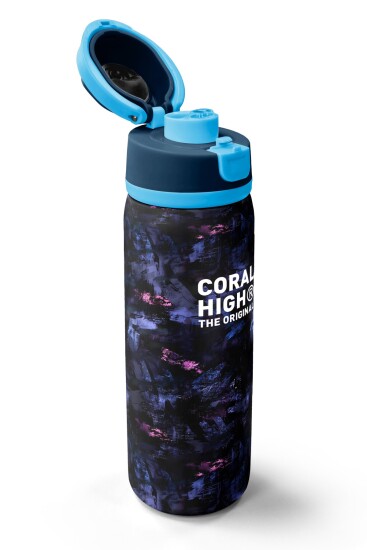 Coral High Siyah Mor Pembe Desenli Pipetli ve Direkt İçim Çelik Termos 800 ml 38587 - 3