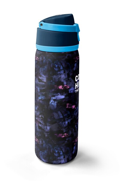 Coral High Siyah Mor Pembe Desenli Pipetli ve Direkt İçim Çelik Termos 800 ml 38587 - 4