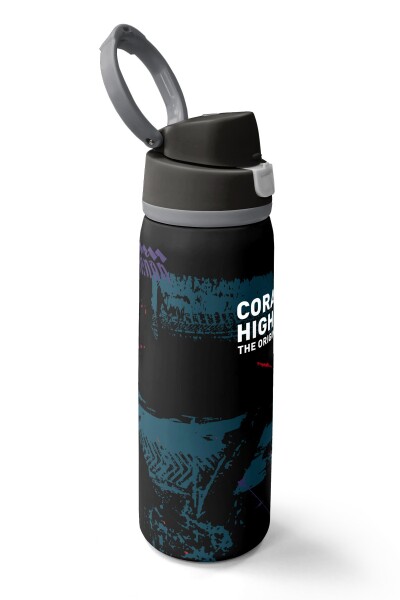 Coral High Siyah Nefti Desenli Pipetli ve Direkt İçim Çelik Termos 800 ml 38581 - 2