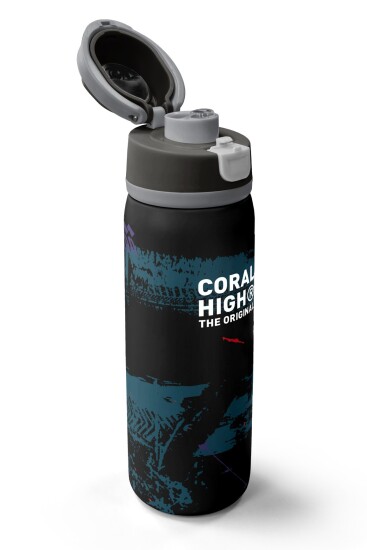 Coral High Siyah Nefti Desenli Pipetli ve Direkt İçim Çelik Termos 800 ml 38581 - 3