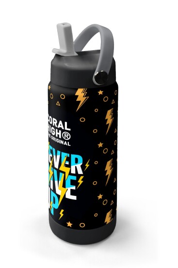 Coral High Siyah Never Give Up Desenli Katlanır Ağızlıklı Çelik Termos 650 ml 38320 - 2