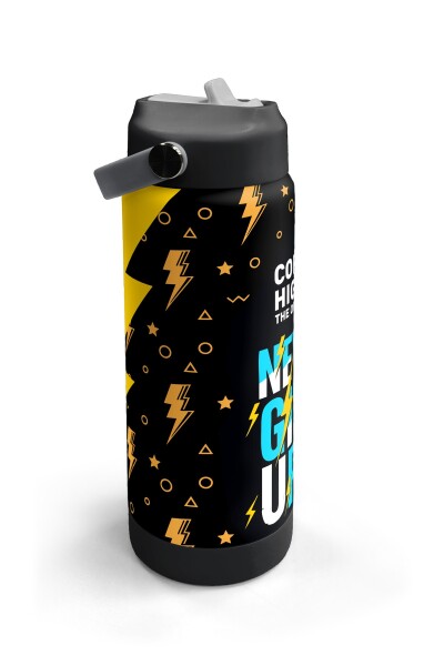 Coral High Siyah Never Give Up Desenli Katlanır Ağızlıklı Çelik Termos 650 ml 38320 - 3