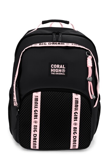 Coral High Siyah Pembe Okul Sırt Çantası 24410 
