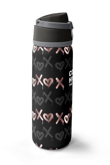 Coral High Siyah Pudra Desenli Pipetli ve Direkt İçim Çelik Termos 800 ml 38595 - 4