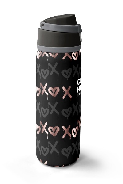 Coral High Siyah Pudra Desenli Pipetli ve Direkt İçim Çelik Termos 800 ml 38595 - 4