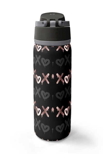Coral High Siyah Pudra Desenli Pipetli ve Direkt İçim Çelik Termos 800 ml 38595 - 6