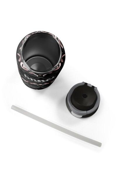 Coral High Siyah Pudra Desenli Pipetli ve Direkt İçim Çelik Termos 800 ml 38595 - 8