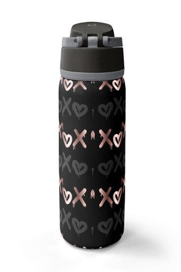 Coral High Siyah Pudra Desenli Pipetli ve Direkt İçim Çelik Termos 800 ml 38595 - 6