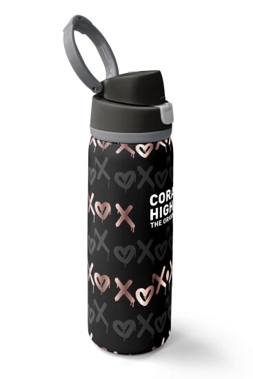 Coral High Siyah Pudra Desenli Pipetli ve Direkt İçim Çelik Termos 800 ml 38595 - 2