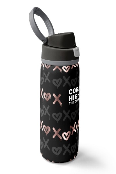 Coral High Siyah Pudra Desenli Pipetli ve Direkt İçim Çelik Termos 800 ml 38595 - 2