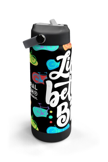 Coral High Siyah Renkli Bisiklet Desenli Katlanır Ağızlıklı Çelik Termos 650 ml 38325 - 3